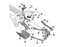 Rear axle support/wheel suspension