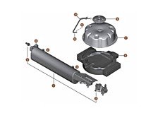 Levelling device/pressure accumulator