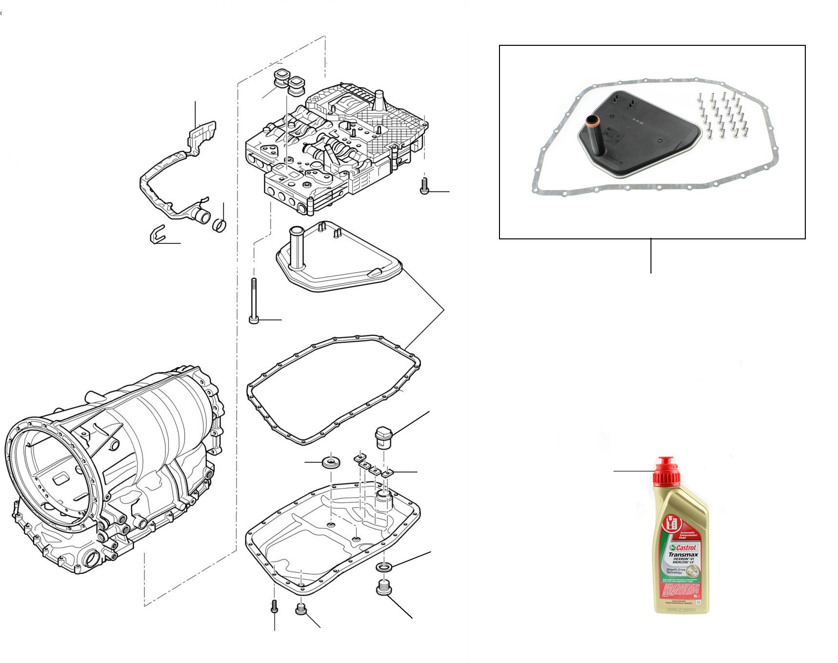 60701 Gearbox filter kit (24 bolt fixing sump) 09E325429-KT24-BR - 2004-2007 (24 bolt fixing oil sump)