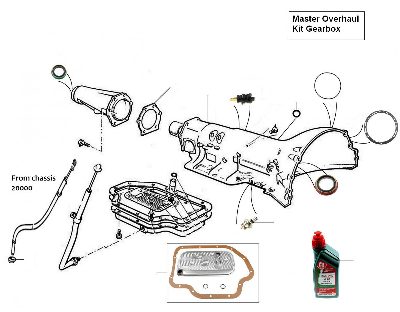 40458 Gearbox filter, gaskets and seals - Filter Kit, Gasket, Seals & Overhaul Kit