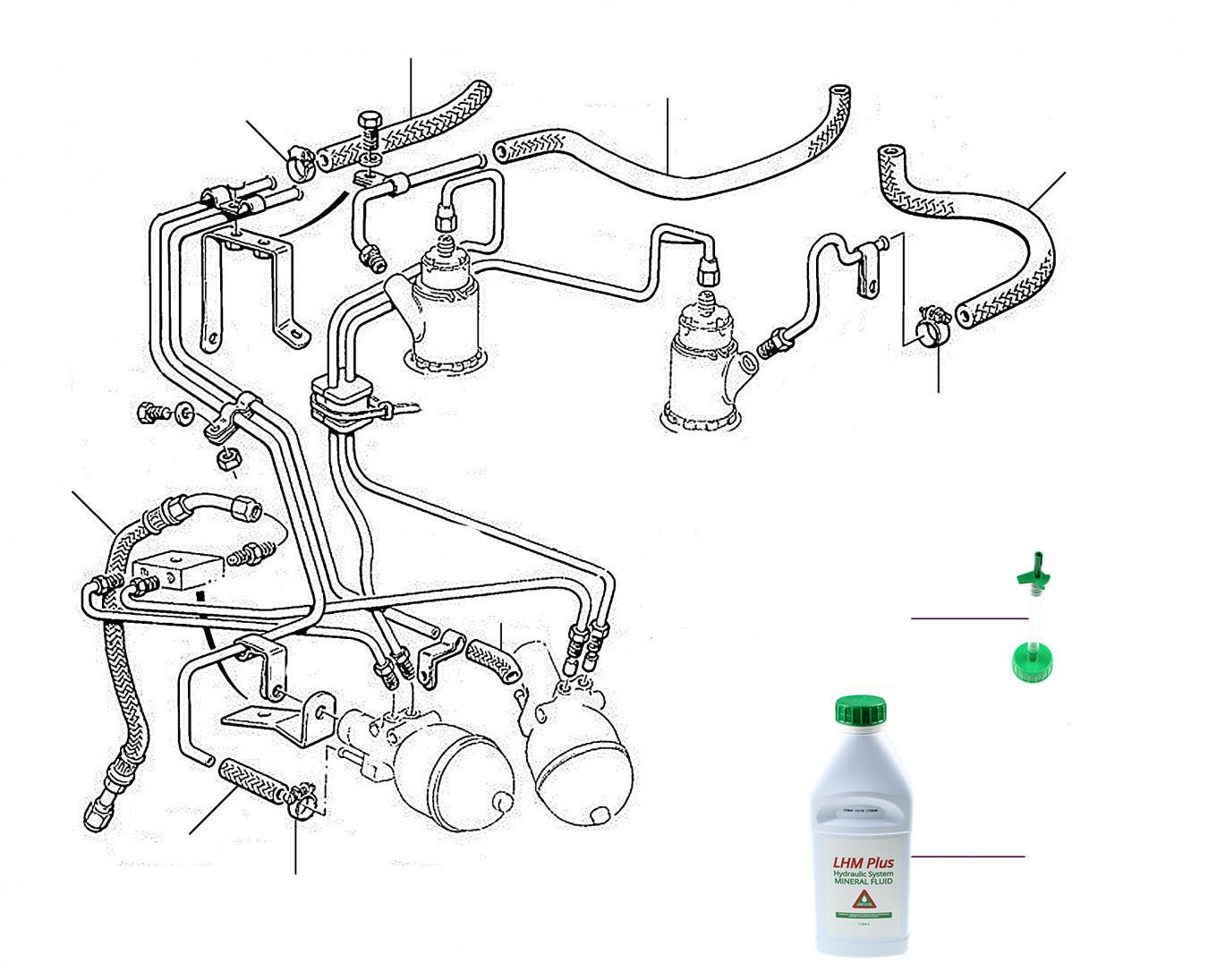40486 Accumulator Return Hoses (Low Pressure)Chassis number 01001 till 20000 (turbo cars) - VIN 01001 till 20000