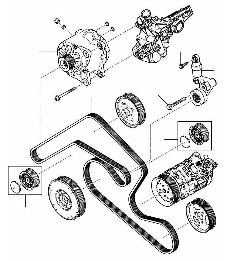 Tensioner belts en pulleys W12 GT up to 86017 - VIN up to 86017