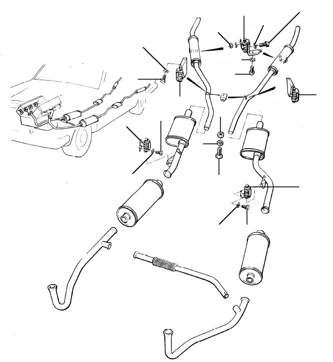 exhaust mountings 6 box system - VIN 01001-16970