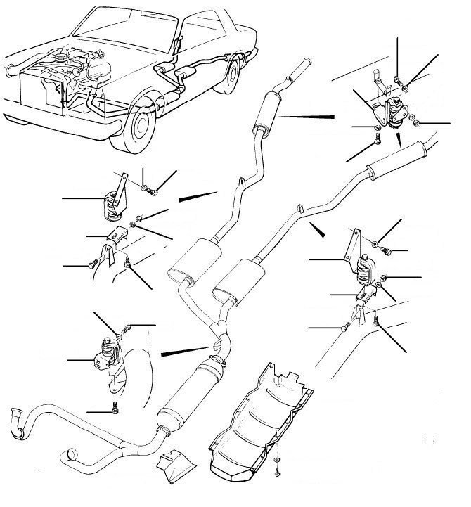 exhaust mountings 5 box system USA 05037-08893 - VIN 01540-16970 USA