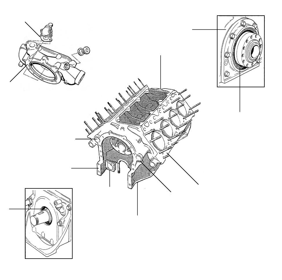 Front + Rear of Engine & Coolant Pump Gaskets - Front + Rear of Engine & Coolant Pump Gaskets