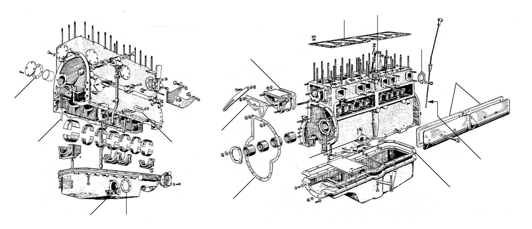 Engine gaskets front and rear MKVI 1945 4,5L - Crank Case & Sump Gaskets