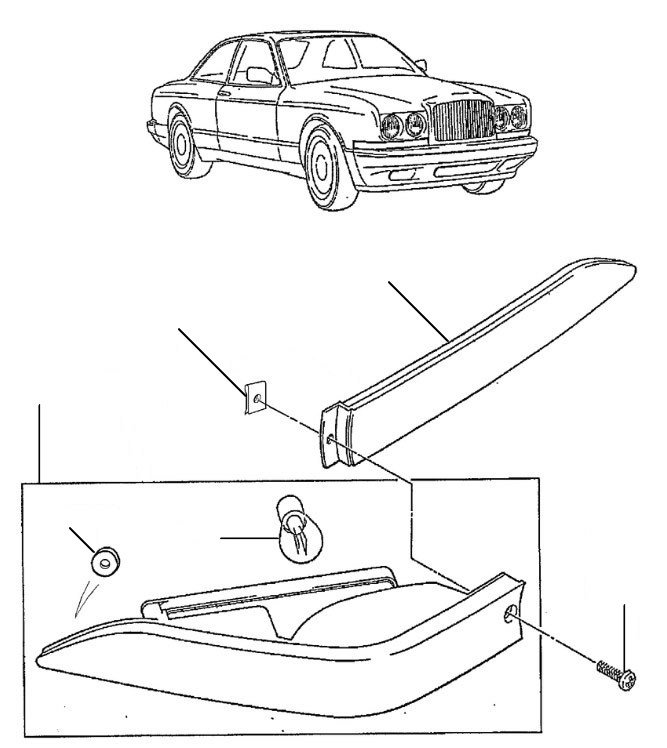 Front indicators en wing repeaters 1980 2003 continental r, t en azure - VIN 42001 till 53398