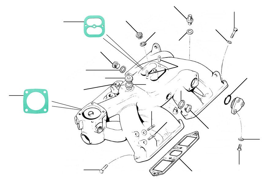 intake manifold silver spirit en spur 01001-06644 (SU Carburetor) - VIN 01001 till 16970 (SU Carburetor)