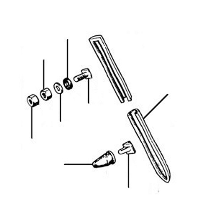 Chrome mouldings en clips corniche en continental 05037-50170 - VIN 05037 till 50170