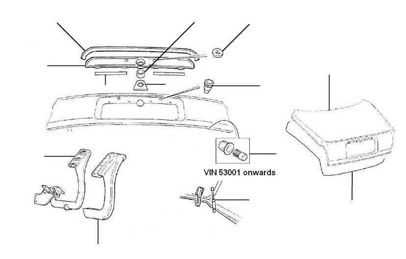 Boot lid en hinges continental R, T, SC 1980 - Continental R, T & SC