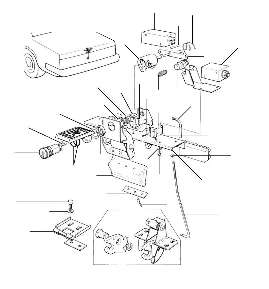 boot locking mechanism 4 door cars 12001-21389 - VIN 12001 till 21389