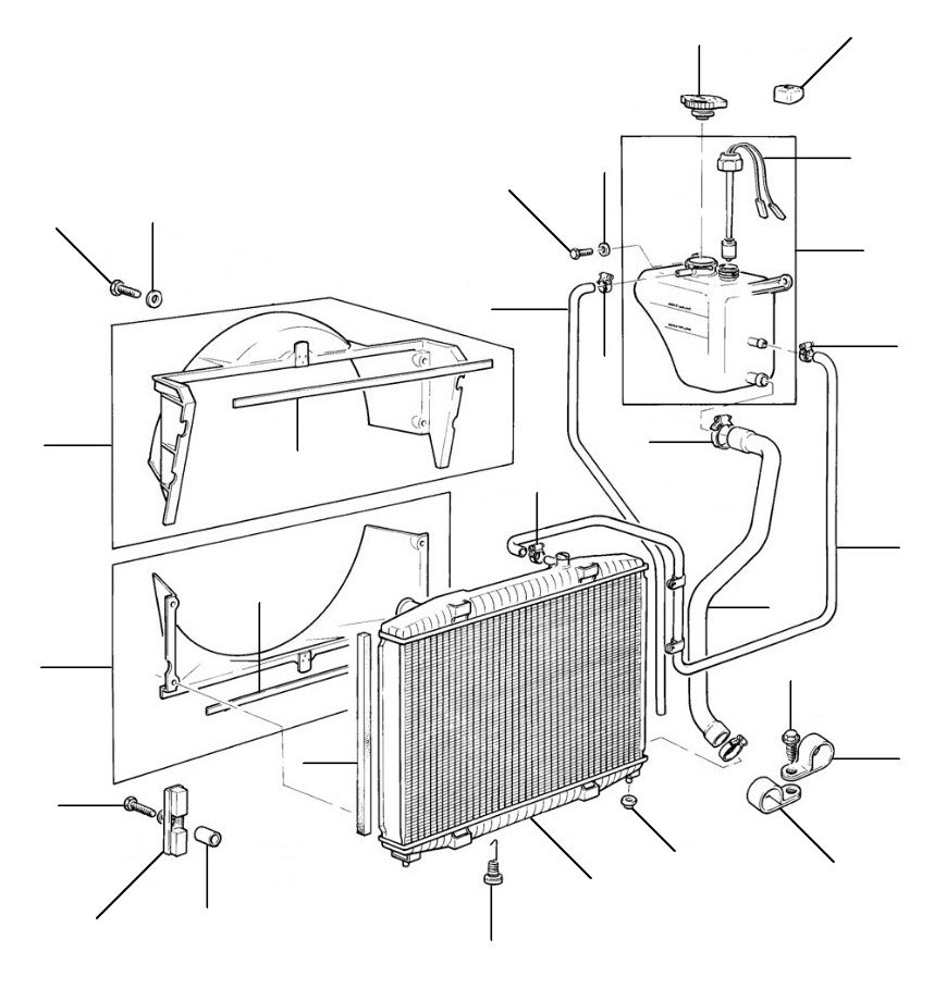 Radiator en expansion bottle bentley eight VIN 20006-24497 - VIN 20006 till 24497