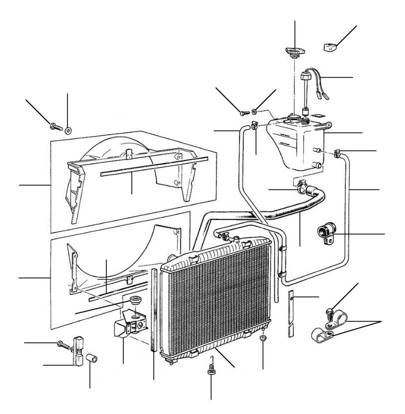 Radiator en expansion bottle bentley eight VIN 59563 onwards - VIN 59563 onwards