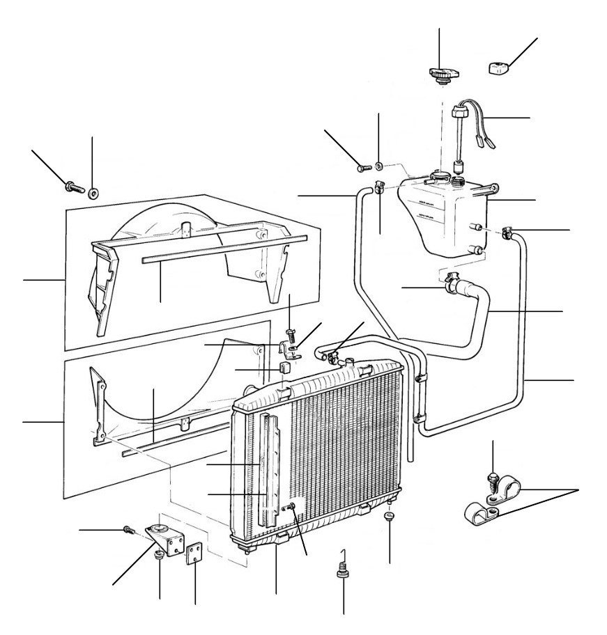 Radiator en expansion bottle corniche en continental VIN 24638-50170 - VIN 24638 till 50170