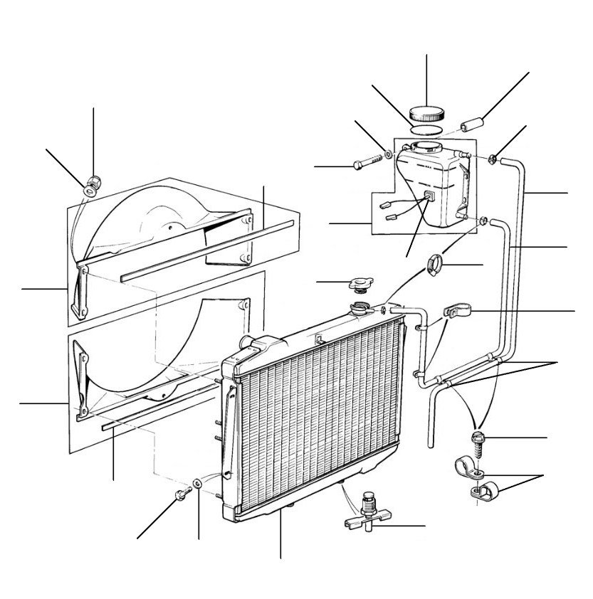 Radiator en expansion bottle turbo r rl rt VIN 12834-16530 - VIN 12834 till 16530