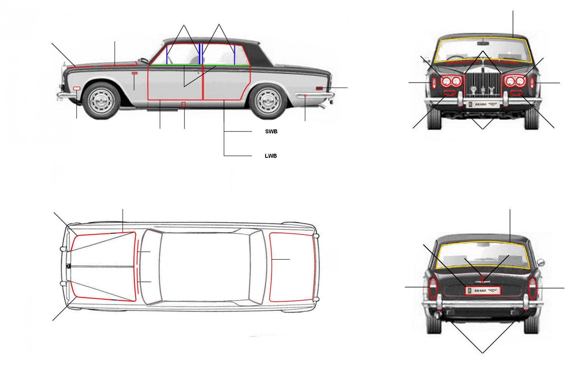 Body seals shadow - 4 Door Cars