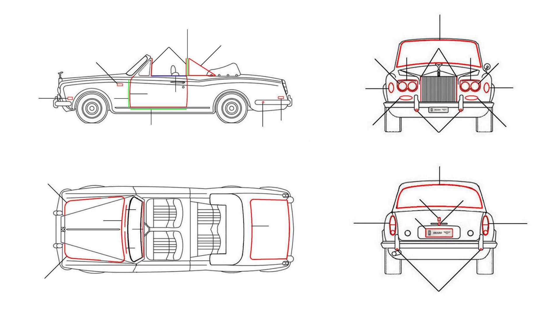 Body seals 1955 corniche - 2 Door Cars