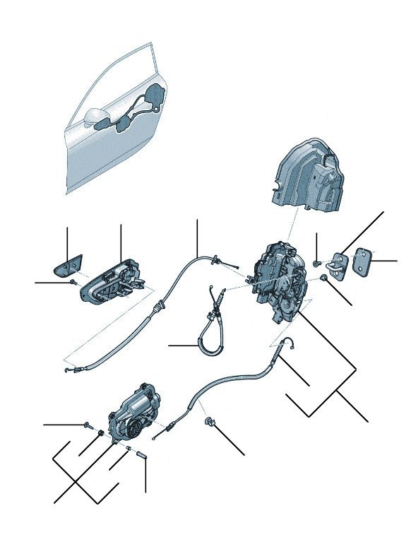 Door locks, cables, handles GT 2012 VIN 076021 onwards - VIN 76021 onwards