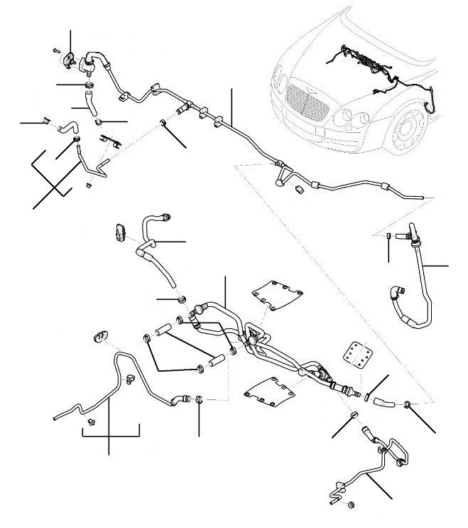 Vacuum pipes GT till 2007-52845 RHD - Till VIN 52845