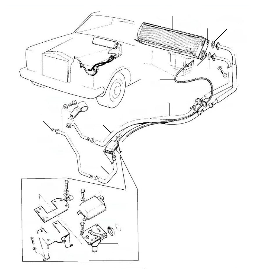 Heater system turbo (from VIN 01001 till 08689) - VIN 04233 till 08530 (Turbo cars)