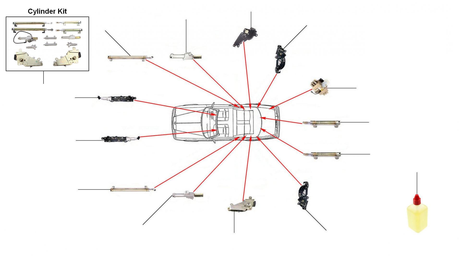 Roof hydraulics 1998-2010 cylinders - Cylinders