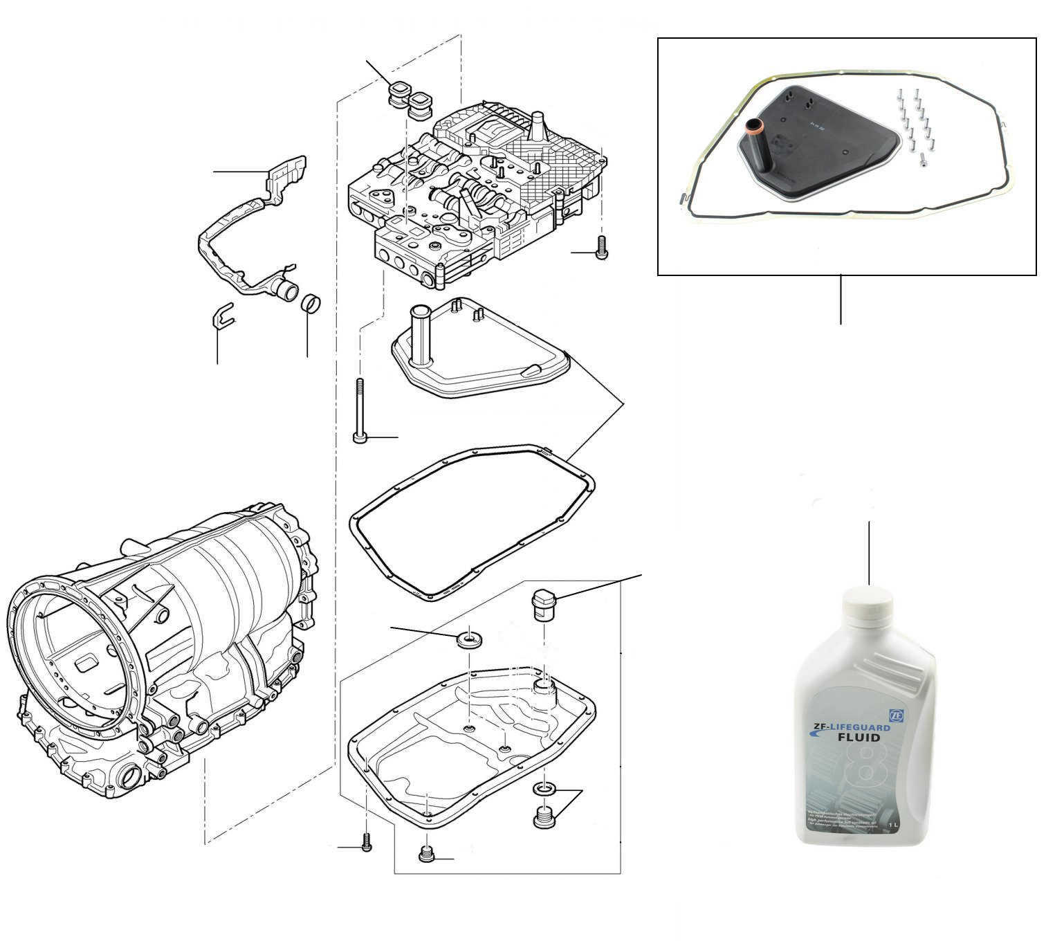 60702 Gearbox filter kit (12 bolt fixing sump) 09E325429-KT13-BR - 2008 -2011 (13 bolt fixing oil sump)