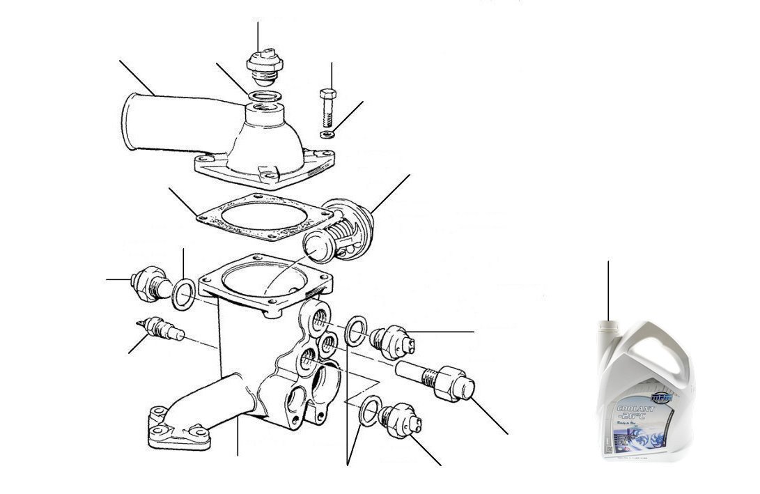 thermostat housing en transmitter fuel injected - Fuel injected cars