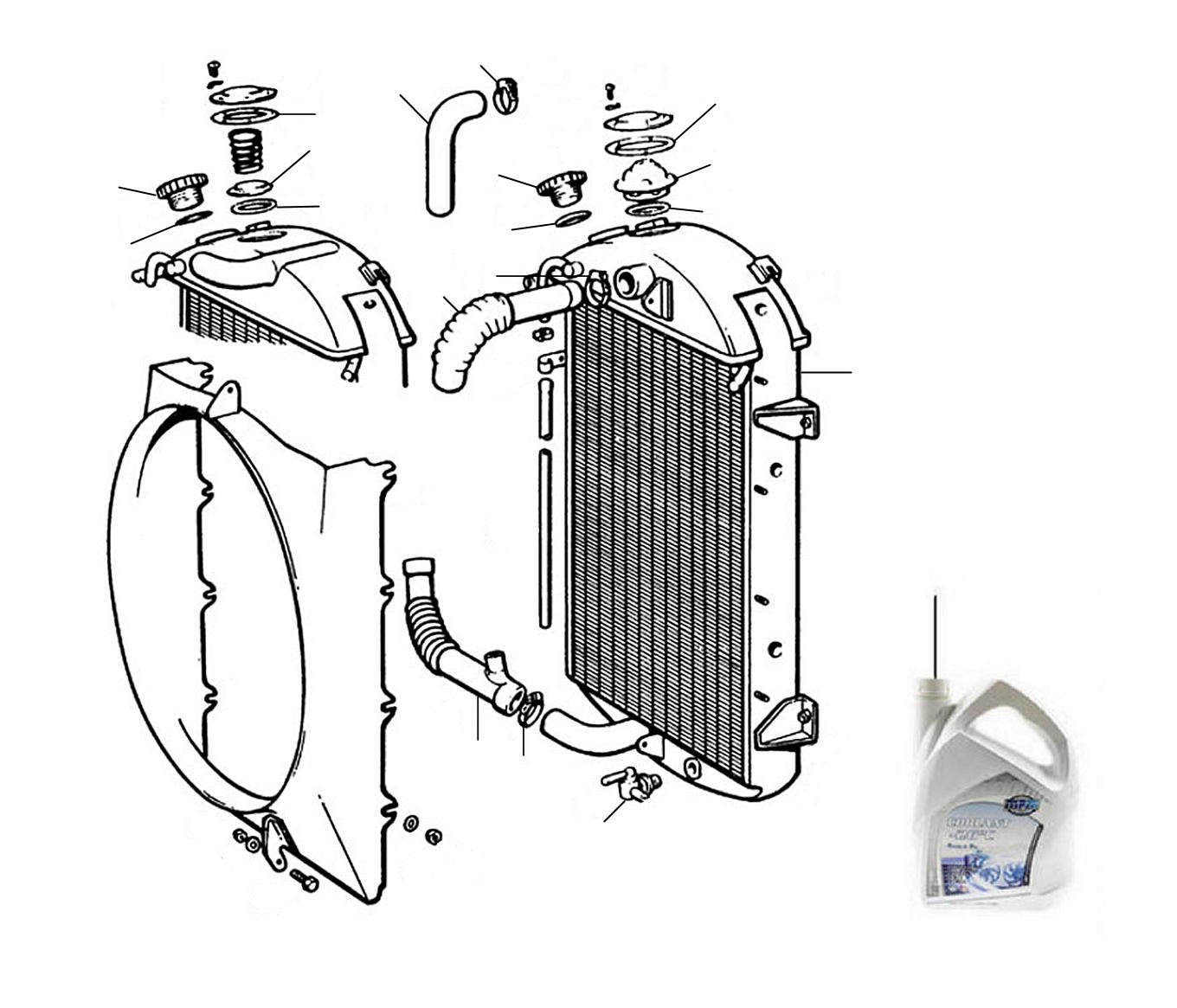 radiator en hoses continental 1955 - Continental