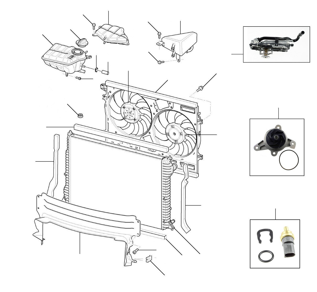 Radiator flying spur W12 till VIN 39272 (2005-2008) - 2005 till VIN 39272