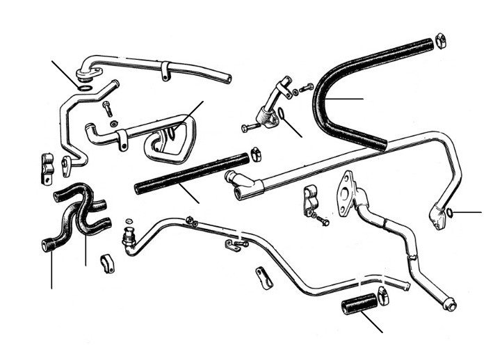 Heater hoses before VIN 30000 RHD before 289 - RHD Cars Before VIN 2389 Without Air Con