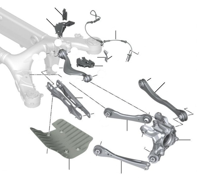 Rear axle support/wheel suspension - Rear axle support/wheel suspension