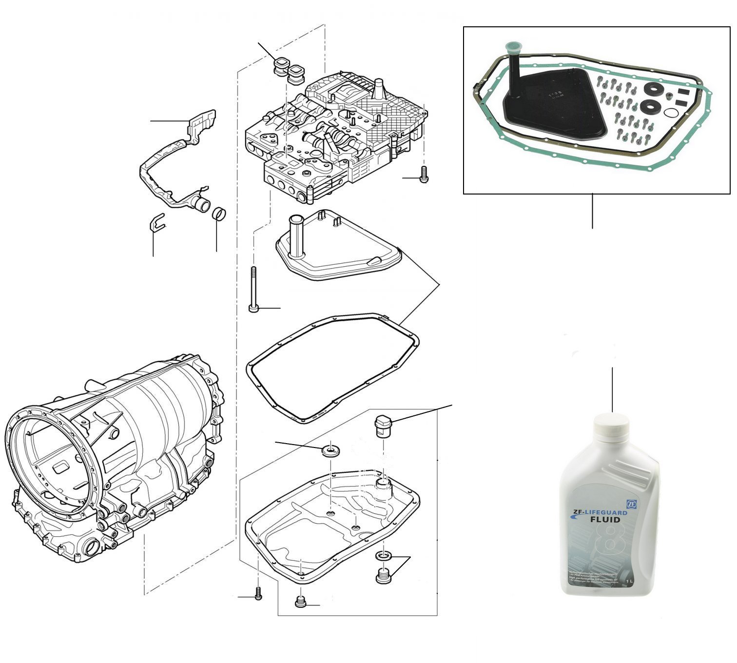60702 Gearbox filter kit (12 bolt fixing sump) 09E325429-KT13-BR - 2008 -2011