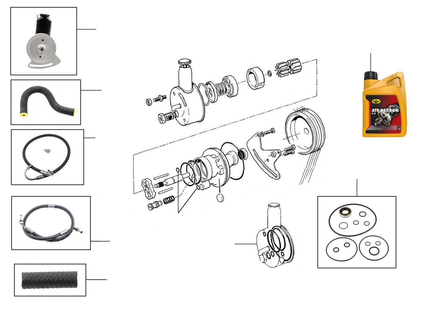 Pumps & hoses 23000-27000 - VIN 23000 till 27000 (Saginaw Pump)